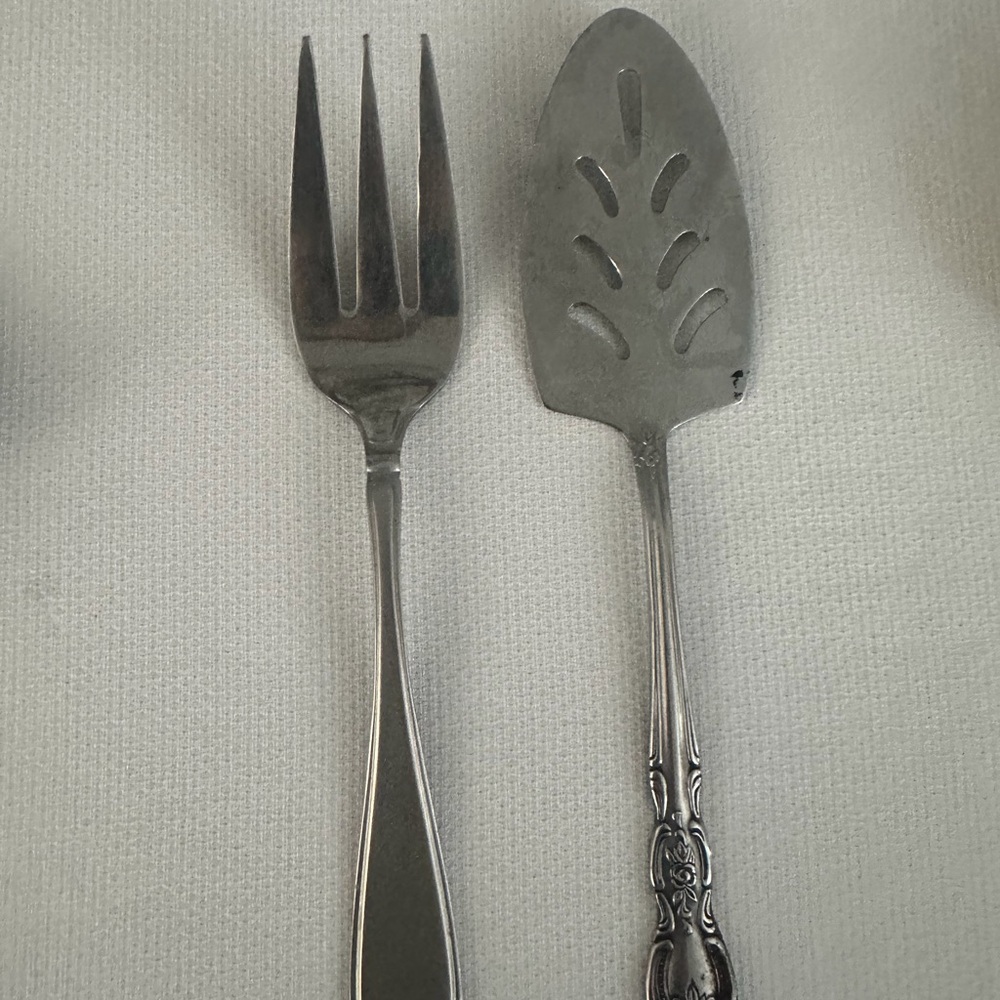 Vintage Elegant Silver Fork and Cake Server Set